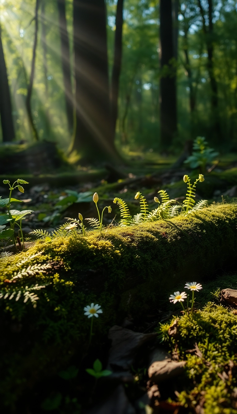 HD iPhone Spring Forest Floor Well-Lit Wallpaper